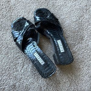 Vintage Nickels black leather snakeskin heeled mules 7.5